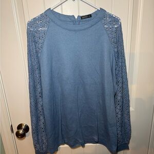 Miholl Blue Lace Sleeve Top size XXL